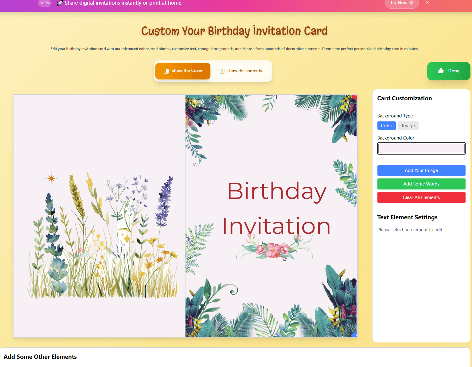 Custom Birthday Invitation Maker screenshot - Free Invitation Cards Online and Printable