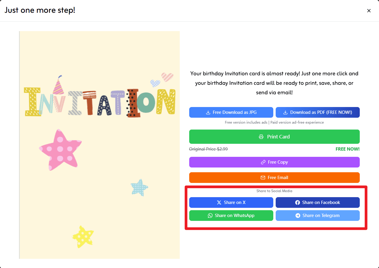 Custom Birthday Invitation Maker screenshot - Free Invitation Cards Online and Printable