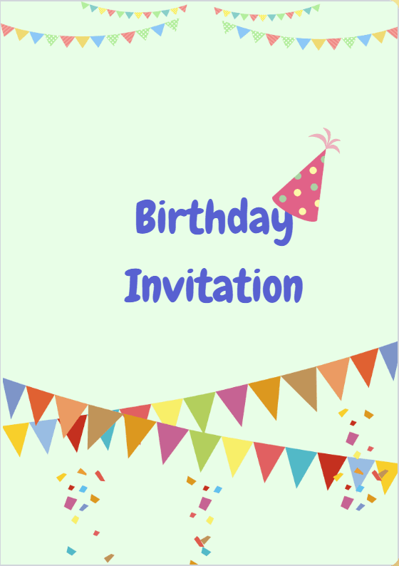 Kids Birthday Invitation Card Design - Birthday Party Invitation Template Free